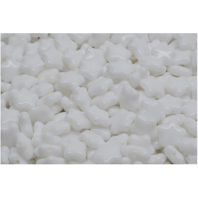 Flat Star Beads 8x8mm Opaque White 02020 | Rutkovsky Czech Glass
