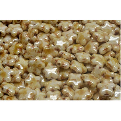 Flat Star Beads 8x8mm Beige Picasso 02010-65401 | Rutkovsky