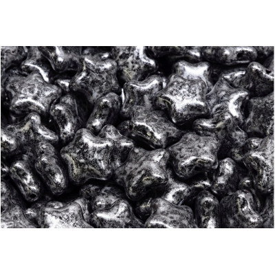 Flat Star Beads 12x12mm Antiqued Silver 23980-34301 | Czech Glass