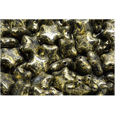 Flat Star Beads 12x12mm Black Gold 23980-34302 | Rutkovsky Glass