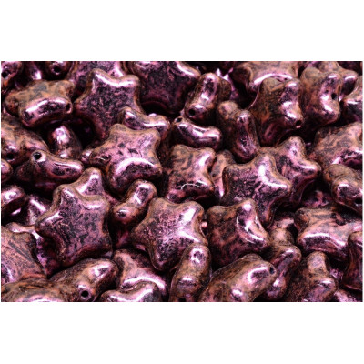 Flat Star Beads 12x12mm Mauve Picasso 23980-86944 | Rutkovsky Glass