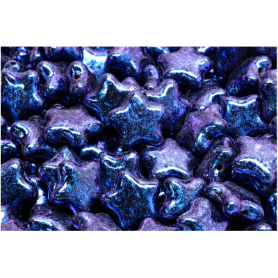 Flat Star Beads 12x12mm Blue Violet Nebula 23980-86966 | Czech Glass