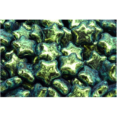 Flat Star Beads 12x12mm Metallic Teal 23980-86922 | Glass Beads