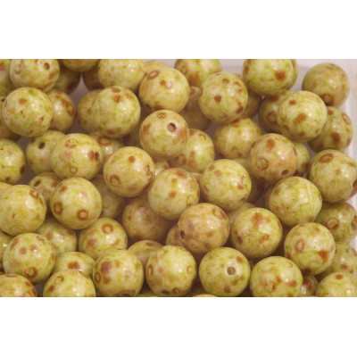 8mm Round Beads Lime Picasso 02010-34310-86800 | Rutkovsky Glass