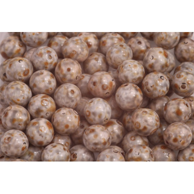 8mm Round Beads White Picasso 02010-34311-86800 | Rutkovsky Glass