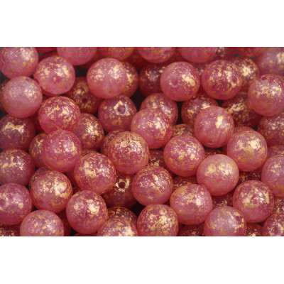 Rose Pink & Gold Round Beads 8mm 3901 | Rutkovsky Czech Glass