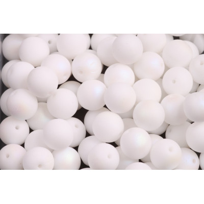 White Matte AB Round Beads 8mm 02010-84110-28701 | Czech Glass