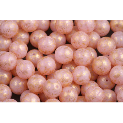 8mm Round Beads Pink with Gold 84401 | Rutkovsky Czech Glass