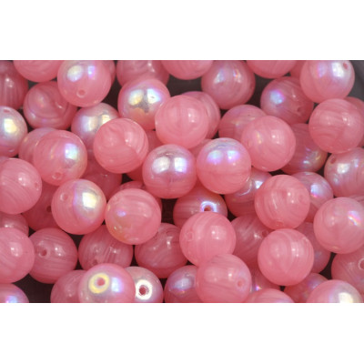Pink Iridescent Round Beads 8mm 4404 | Rutkovsky Czech Glass