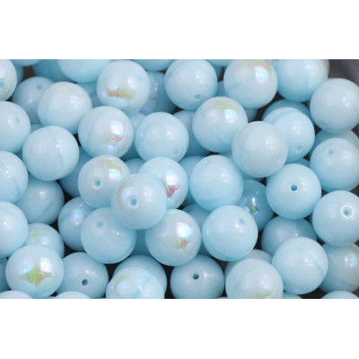 Tschechische Round Beads 8mm Light Blue Iridescent