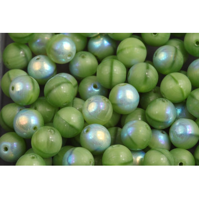 Tschechische Round Beads 8mm Lime Green Iridescent