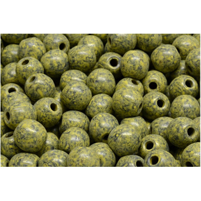 Round Beads 8mm Picasso Green Yellow 23980-86800-33303 | Rutkovsky