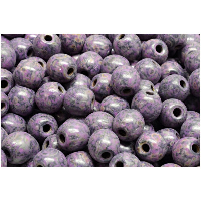 Czech Glass Round Beads 8mm Violet Picasso 23980-86800-33306