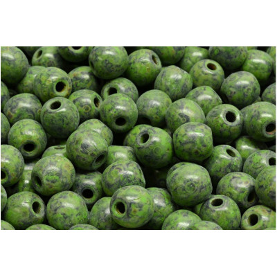 Round Beads 8mm Green Picasso 23980-86800-333011 | Czech Glass