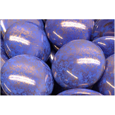 Czech Cabochon Beads 25mm Blue Gold 38430-15496 | Rutkovsky