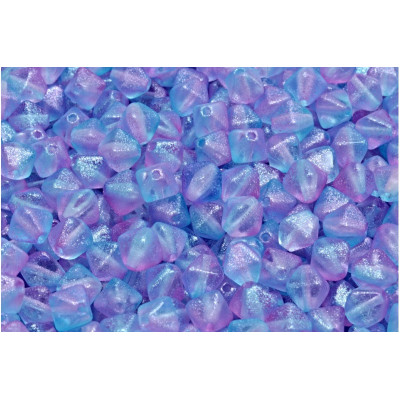 Czech Bicone Beads 6x6mm Blue Pink 542003 | Rutkovsky