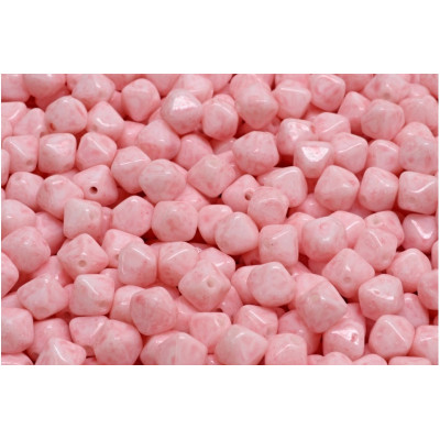 Pink Marbled Bicone Beads 6x6mm 34304 | Rutkovsky
