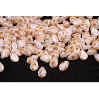 Preciosa Pip Beads 5x7mm White Alabaster Beige Dots 02010/2912X