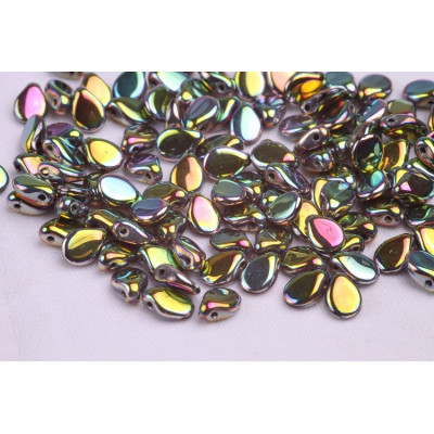 Preciosa Pip Glass Beads 5x7mm Black Vitrail 23980/28103