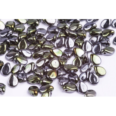 Preciosa Pip Beads 5x7mm Black Opaque Combi Luster 23980/91501