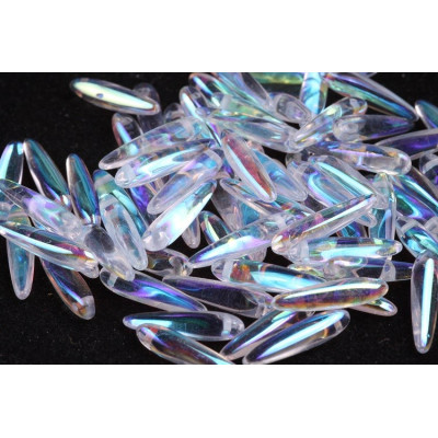 Czech Thorn Beads 5x16mm Crystal AB Half 00030/28701 | Preciosa