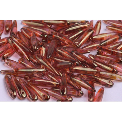 Preciosa Thorn Beads 5x16mm Red Picasso 65491 | Czech Glass