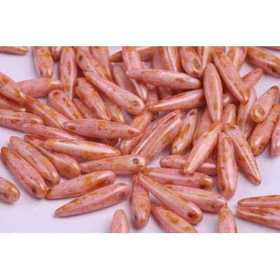 Preciosa Thorn Beads 5x16mm Picasso Pink 03000/65307 | Czech Glass