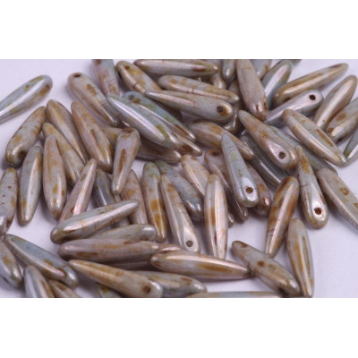 Preciosa Thorn 5x16mm White Chalk Picasso Blue 03000/65431 | Czech