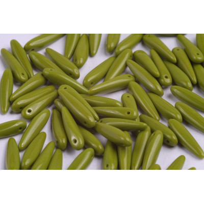 Preciosa Thorn Beads 5x16mm Olivine Opaque 53420 | Czech Spikes