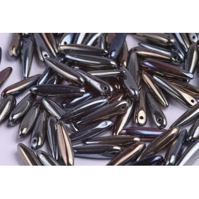 Preciosa Thorn Beads 5x16mm Black Metallic 23980/22500 | Glass Spikes