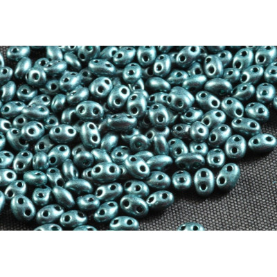 Preciosa Twin 2-Hole Glass Beads Teal Metallic 2.5x5mm | 10g