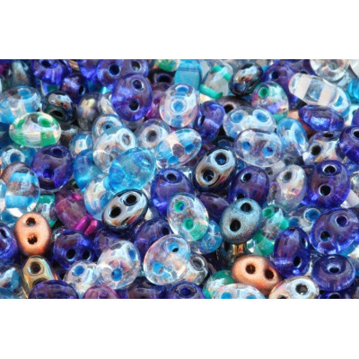 Preciosa Twin 2.5x5mm Blue & Violet Mix č. 46 | Two-Hole Beads