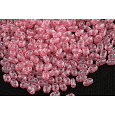 Preciosa Twin Two-Hole Beads 2.5x5mm Pink No. 57 | Czech Glass