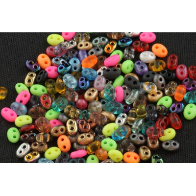 Preciosa Twin Two-Hole Beads 2.5x5mm Color Mix 93 | Czech Glass