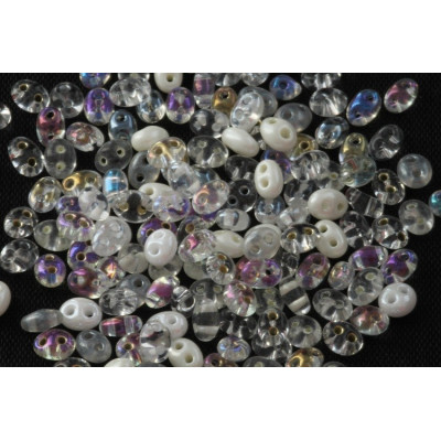 Preciosa Twin 2-Hole Beads Crystal White Mix #100 | Czech Glass