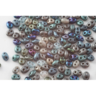 Preciosa Twin 2-hole Glass Beads Metallic Mix 107 2.5x5mm