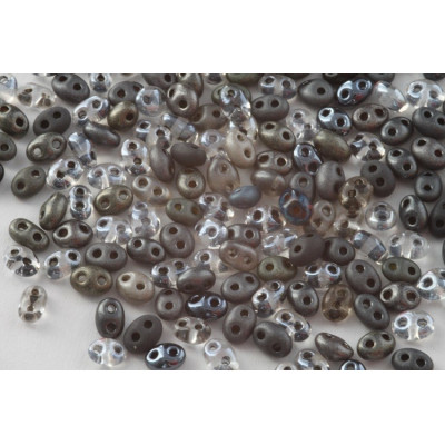 Preciosa Twin 2-hole Beads 2.5x5mm Hematite Mix 111 | Czech Glass