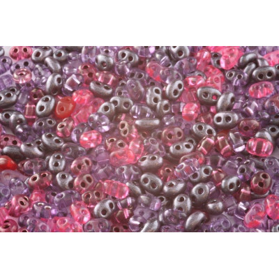 Preciosa Twin 2.5x5mm Pink Violet Mix 115 | Czech Two-Hole Beads