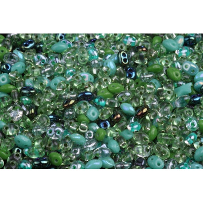 Green Mix Preciosa Twin Two-Hole Beads 161 2.5x5mm | Czech Glass