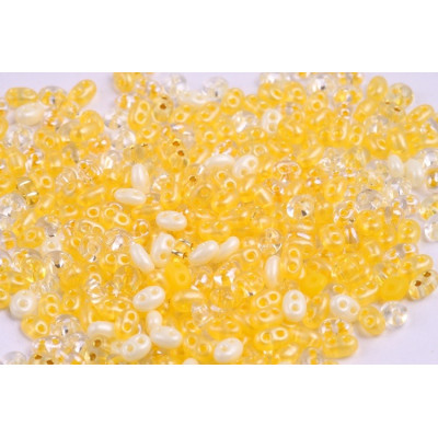 Preciosa Twin 2-Hole Beads Yellow Cream Mix 168 2.5x5mm | Glass Beads