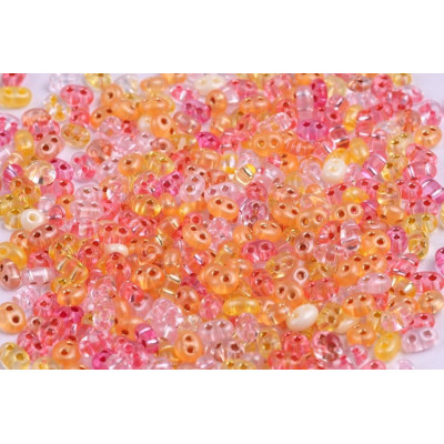 Preciosa Twin Two-Hole Beads Pink Orange Mix 169 | 2.5x5mm