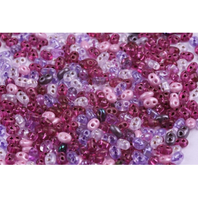 Preciosa Twin Beads 2.5x5mm Pink & Violet Mix 170 | Czech Glass