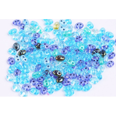 Preciosa Twin 2-hole Glass Beads 2.5x5mm Blue Mix 177 | Czech Beads