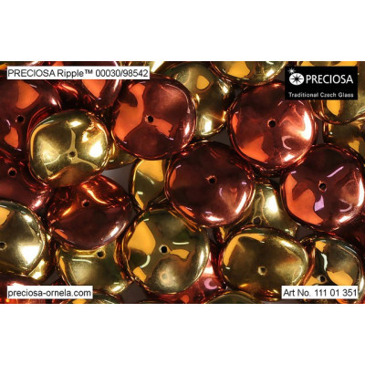 Preciosa Ripple Beads 12x4mm California Gold Rush 98542 | Czech Glass