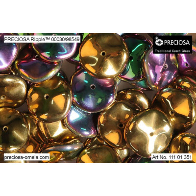 Preciosa Ripple Beads 12x4mm California Green 98549 | Czech Glass