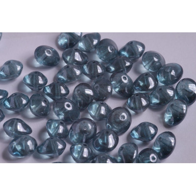 Czech Glass Ufo Beads 7x11mm Crystal Blue Luster 00030/14464