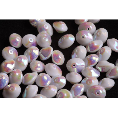 Preciosa UFO Beads 7x11mm White Alabaster Opal AB 02010/28703