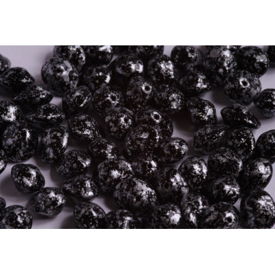 Preciosa Ufo Beads 7x11mm Black Granite Silver 23980/45702