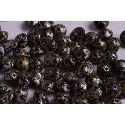 Preciosa Ufo Beads 7x11mm Black Granite Yellow 23980/45701 | 10pcs