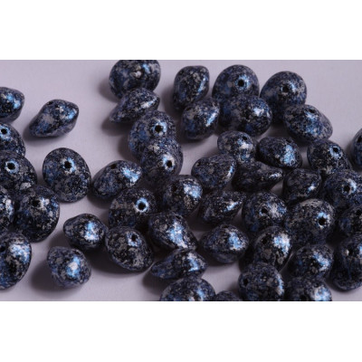Preciosa Ufo Beads 7x11mm Granite Blue Black 23980 | Czech Glass
